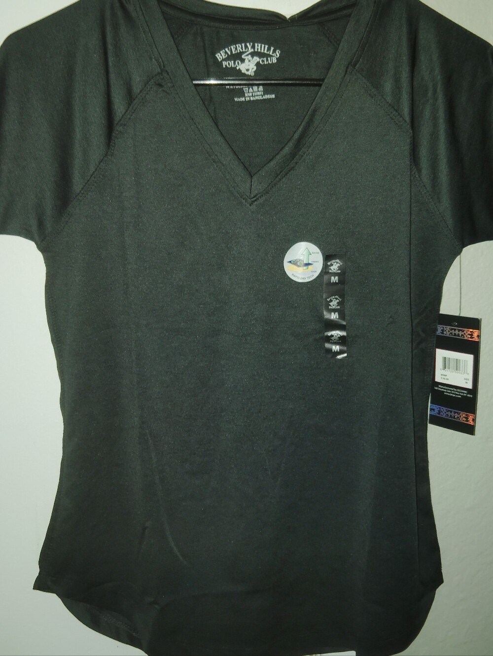Beverly Hills Polo Club Women's V-Neck Top Charcoal Size M NWT